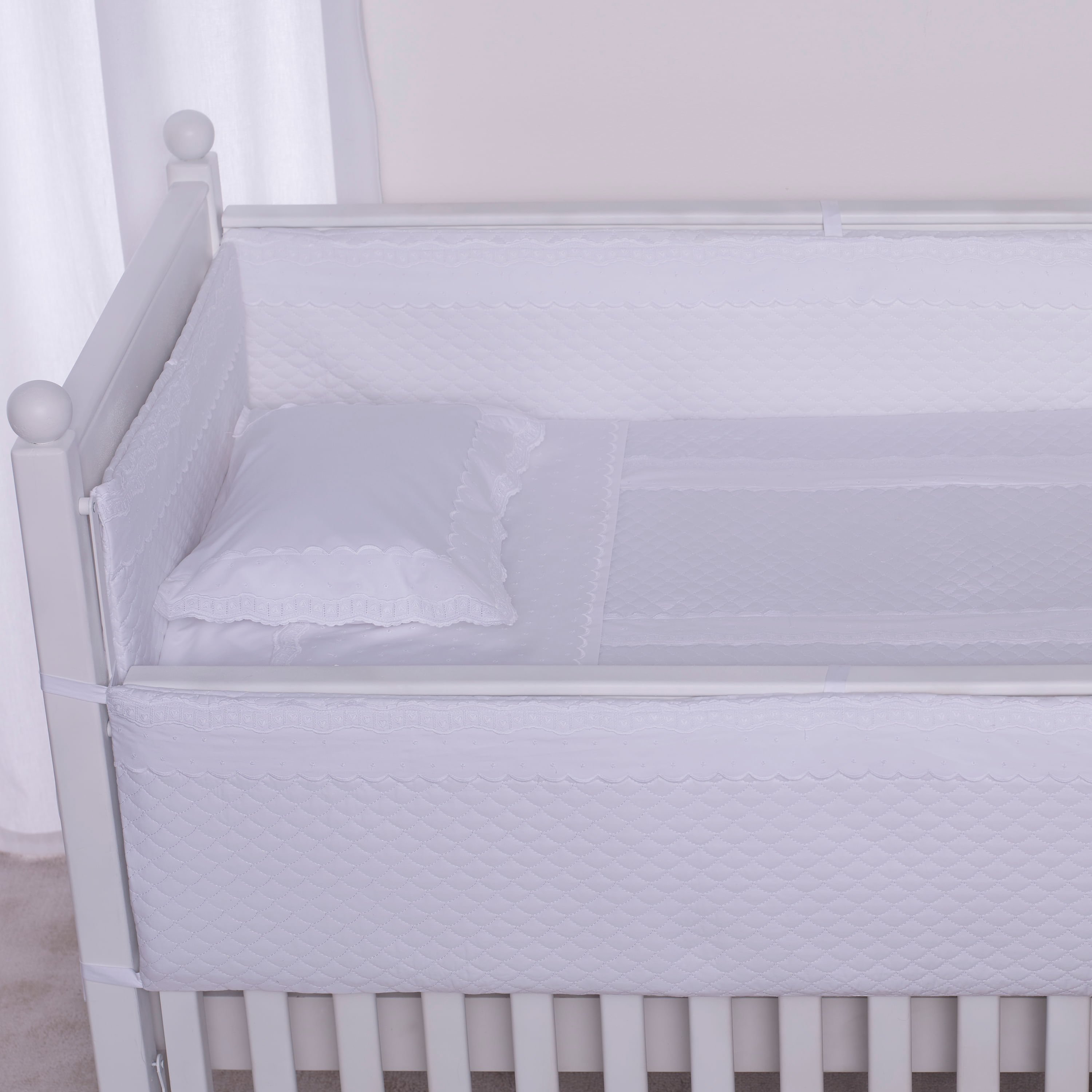 White company cot on sale bumper